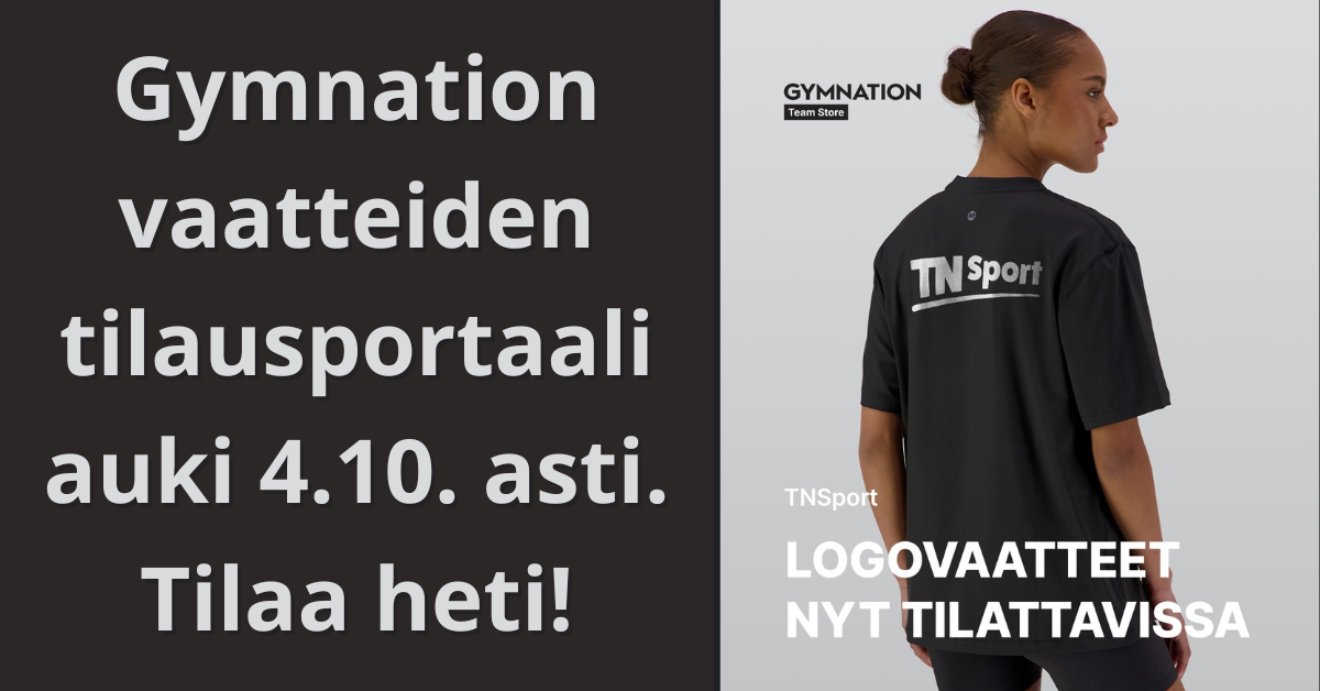 Laadukkaat Gymnation urheiluvaatteet TNSport logolla.